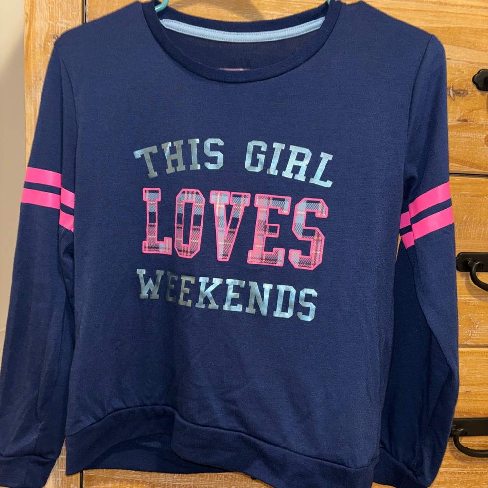 Navy Blue and Pink Pajamas Set.